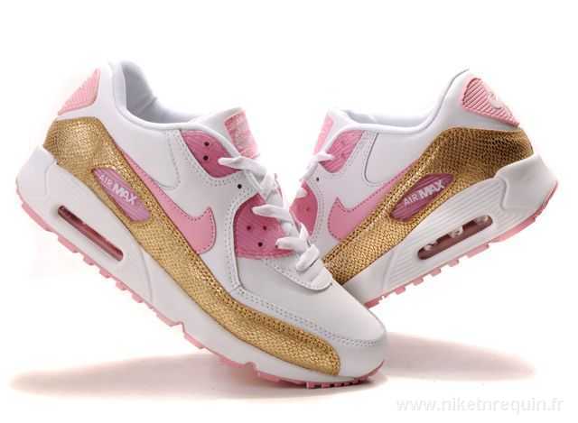 chaussures nike blanc rose et or Air Max 90 (1)